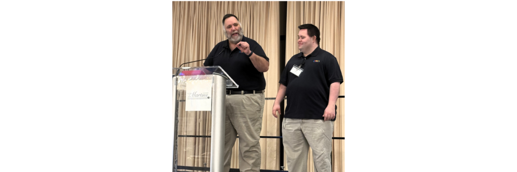 Mark and John Cronin, co-founders of John’s Crazy Socks, speaking passionately on stage about their mission and success at the Chesapeake Human Resources Association’s (CHRA) Annual Conference