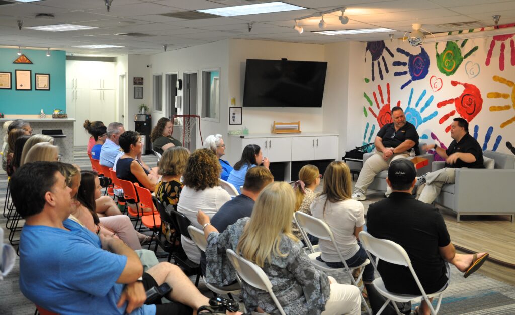 John and Mark X. Cronin, co-founders of John’s Crazy Socks, delivered an inspiring keynote speech, engaging with their audience at GiGi’s Playhouse.