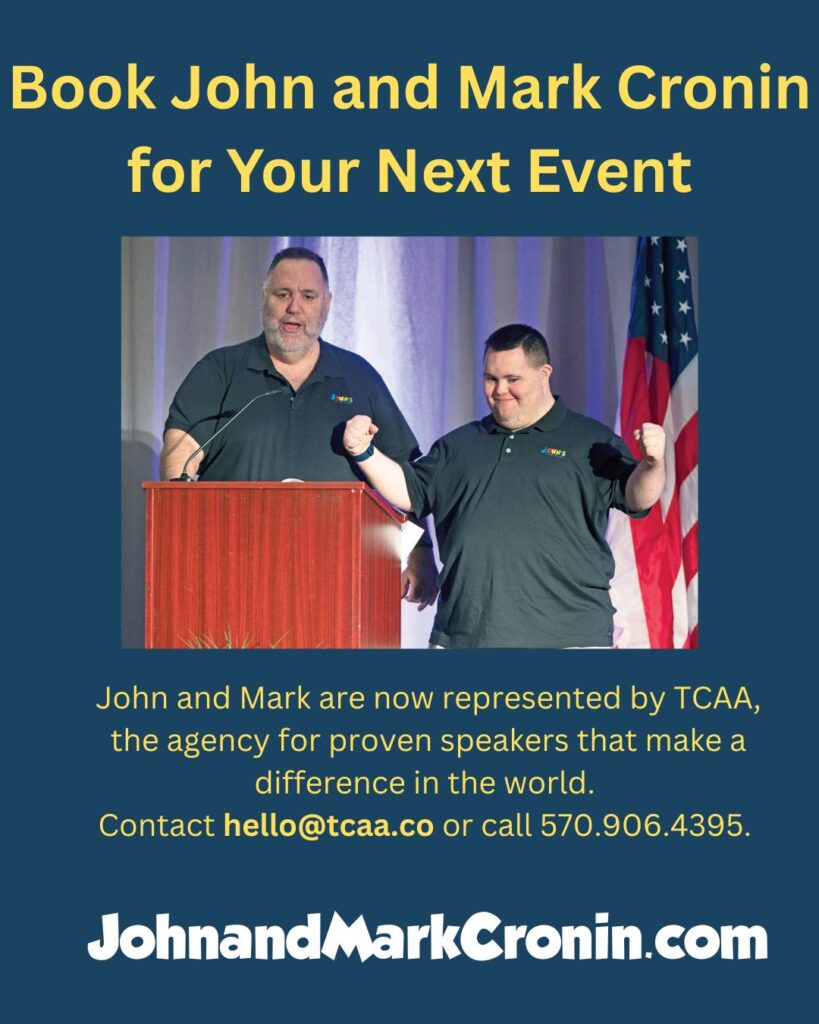 poster of john and mark standing at a podium and speaking